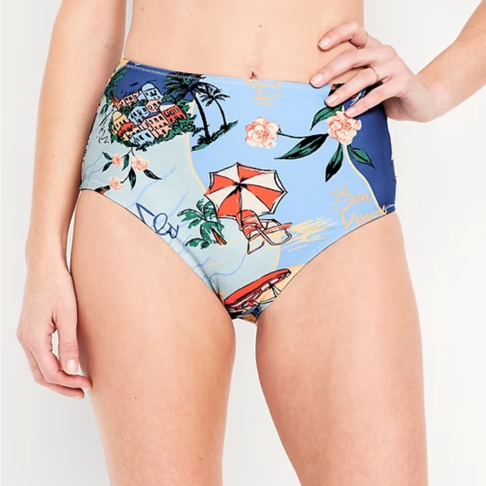 Old Navy Beach Scene Matte High-Waisted Bikini Bottoms NWT